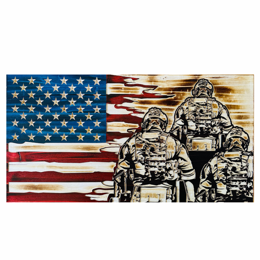 Soldiers Wooden American Flag